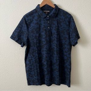 Michael Kors Navy and Black Camouflage Polo Shirt